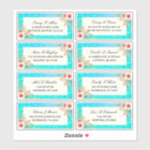 結婚住所 シールピモダンンクフローラティール（緑がかった色）金ゴールド シール (シート)