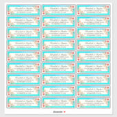 結婚住所 シールピモダンンクフローラティール（緑がかった色）金ゴールド シール (シート)