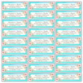 結婚住所 シールピモダンンクフローラティール(緑がかった色)金ゴールド シール (正面)