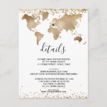 結婚先の世界地図 ゴールド リムーブ可能なハート