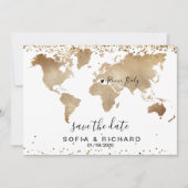 結婚先導世界地図 ゴールド リムーブハート 招待状 (正面)