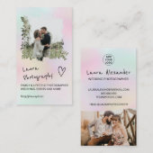 結婚写モダン真パステルフローラ2写真 名刺 (正面/裏面)