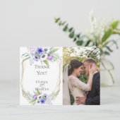 結婚写真のお礼  |  バイオレットアネモネの花 サンキューカード (スタンド正面)