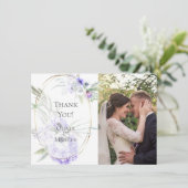 結婚写真のお礼  |  バイオレット アネモネ フラワーズ サンキューカード (スタンド正面)