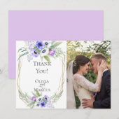 結婚写真のお礼  |  バイオレット アネモネ 花束 サンキューカード (正面/裏面)