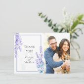 結婚写真のお礼  |  水彩 ラベンダー サンキューカード (スタンド正面)