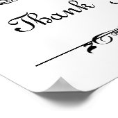 結婚写真の小道具サイン ありがとう エレガントなスクロール ポスター (角)