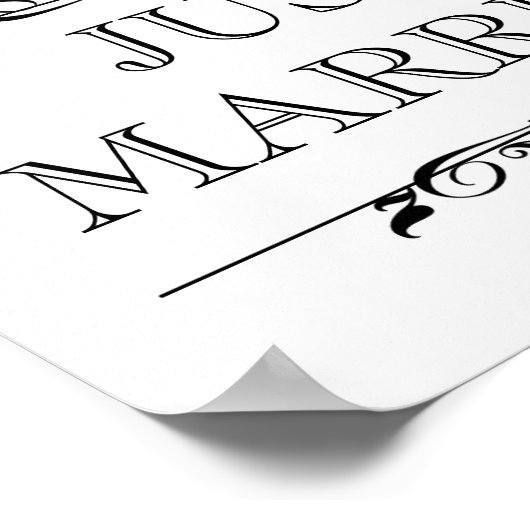 結婚写真の小道具 看板 Just Married 開いた巻物 ポスター (角)