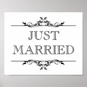 結婚写真の小道具 看板 Just Married 開いた巻物 ポスター (正面)