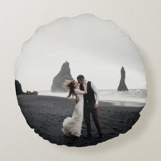 結婚写真の思い出 新婚の記念品 ラウンドクッション (裏面)