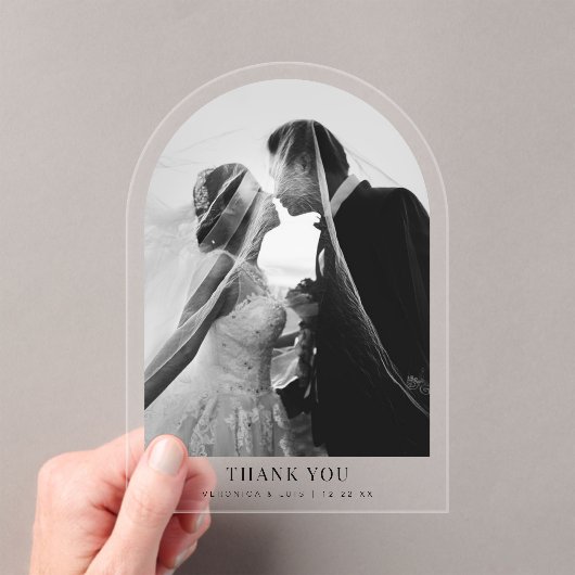 結婚写真の感謝のメッセージ アーチ アクリル招待状 (インサイチュ (ポータブル))