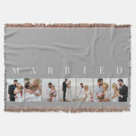 結婚写真コラージュ MARRIED グレー7枚 スローブランケット