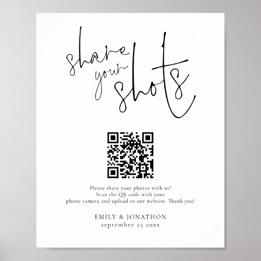結婚写真サインQRコードで思い出を共有しよう ポスター (正面)