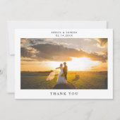 結婚写真シンプルな横長サンクスカード サンキューカード (正面)