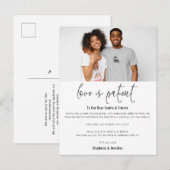 結婚写真ラブ・イズ・ペイシャント 新しい日程を保存 案内ポストカード (正面/裏面)