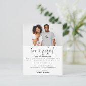 結婚写真ラブ・イズ・ペイシャント 新しい日程を保存 案内ポストカード (スタンド正面)
