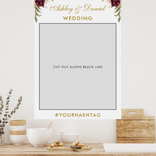 結婚写真撮影小道具 | ゴールド ワインレッド ポスター (キッチン)