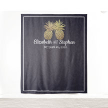 結婚写真撮影用背景ボード ゴールド パイナップル カップル