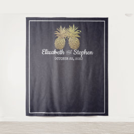 結婚写真撮影用背景ボード ゴールド パイナップル カップル タペストリー