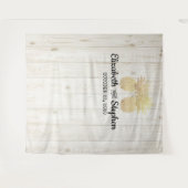 結婚写真撮影用背景ボード ゴールド パイナップル カップル タペストリー (正面(横))