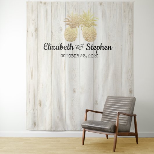 結婚写真撮影用背景ボード ゴールド パイナップル カップル タペストリー (インサイチュ)