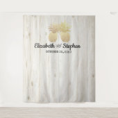 結婚写真撮影用背景ボード ゴールド パイナップル カップル タペストリー (正面)