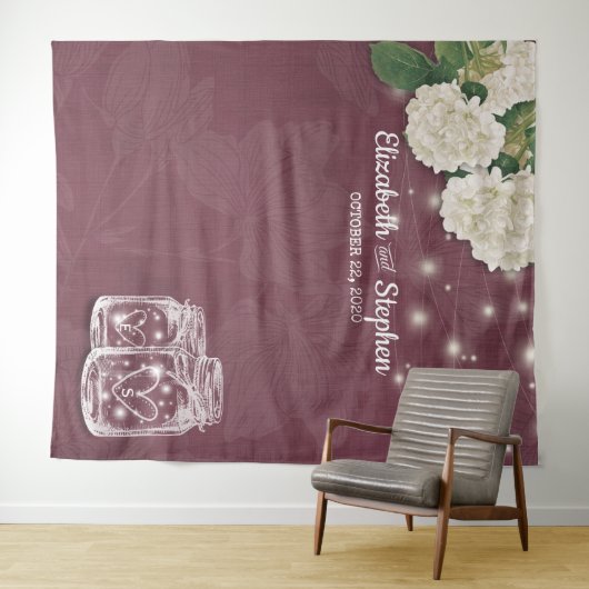 結婚写真撮影用背景ボード メイソンジャー ハイドランジア タペストリー (インサイチュ(横))