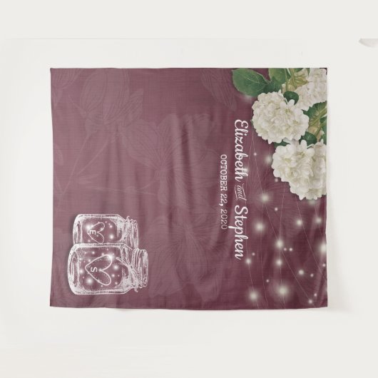 結婚写真撮影用背景ボード　メイソンジャー　ハイドランジア タペストリー (正面(横))