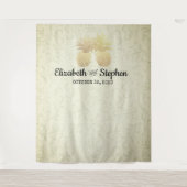 結婚写真撮影用背景ボード モダン ゴールド パイナップル タペストリー (正面)