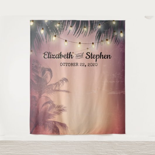 結婚写真撮影用背景 夏のヤシの木 タペストリー (正面)