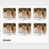 結婚写真書道スクリプト写真ありがとうC スクエアシール (シート)