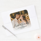 結婚写真書道スクリプト写真ありがとうC スクエアシール (封筒)