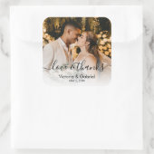 結婚写真書道スクリプト写真ありがとうC スクエアシール (バッグ)