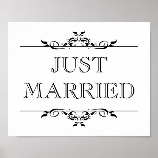 結婚写真用の小道具サイン　Just Married オープンロール ポスター (正面)