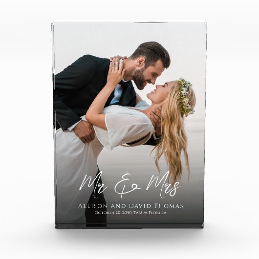 結婚写真 オリジナル Mr. and Mrs. デザイン フォトブロック (正面)