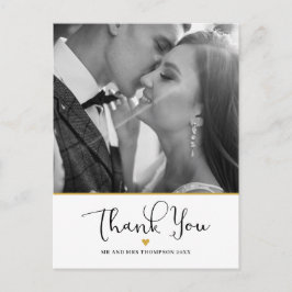 結婚写真 スクリプト Thank You ゴールドハート ポストカード