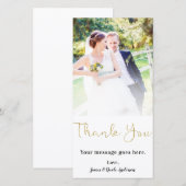 結婚写真 感謝のメッセージ 薄い偽のゴールド箔 サンキューカード (正面/裏面)