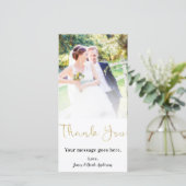 結婚写真 感謝のメッセージ 薄い偽のゴールド箔 サンキューカード (スタンド正面)