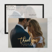 結婚写真 感謝カード 偽ゴールド 案内ポストカード (正面/裏面)