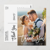 結婚写真 現代のブラシスクリプト 感謝を伝える W ポストカード (正面/裏面)