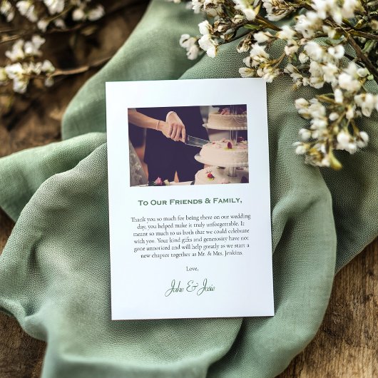 結婚写真, 緑の葉のガーデンウェディング サンキューカード