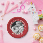 結婚写真 - 赤い枠 - モダン ミニマル ペーパープレート (パーティー)