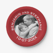 結婚写真 - 赤い枠 - モダン ミニマル ペーパープレート (正面)