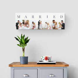 結婚写真 MARRIED 7枚のコラージュ キャンバスプリント