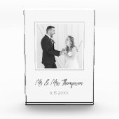 結婚写真 Mr & Mrs 名前 日付 記念品 フォトブロック (正面)