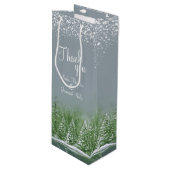 結婚冬の松の木の緑の灰色の芸術感謝していよ ワインギフトバッグ (正面アングル)