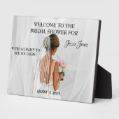 結婚前お披露目パーティー ウェルカムボード 編集可能なテキストと画像付き フォトプラーク (側面)