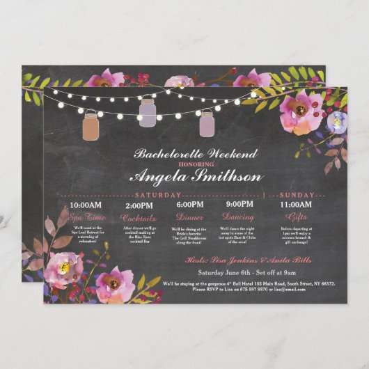 結婚前お披露目パーティー チョークコーラル 予定表 結婚前パーティー (正面/裏面)