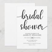 結婚前お披露目招待状 - 現代的なブラックスクリプト 招待状 (正面/裏面)