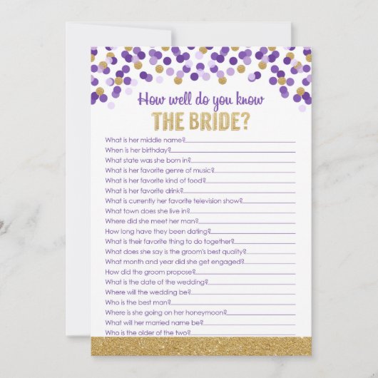 結婚前のお祝いクイズゲーム - 紫と金